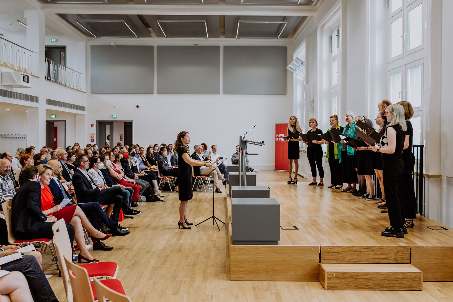 Eröffnung der neuen Aula der HWR Berlin am Campus Schöneberg im Juli 2022. Foto Lukas Schramm