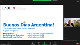 Screenshot der Online-Veranstaltung: Paula Iglesias, Universidad Argentina de la Empresa (UADE)