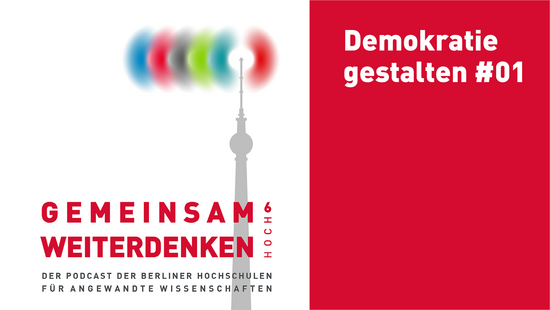 Grafik mit Text: Gemeinsam weiterdenken Demokratie gestalten