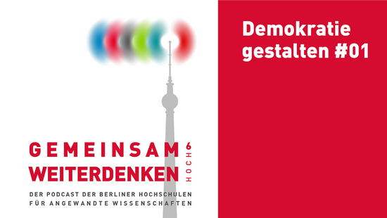 Grafik mit Text: Gemeinsam weiterdenken Demokratie gestalten