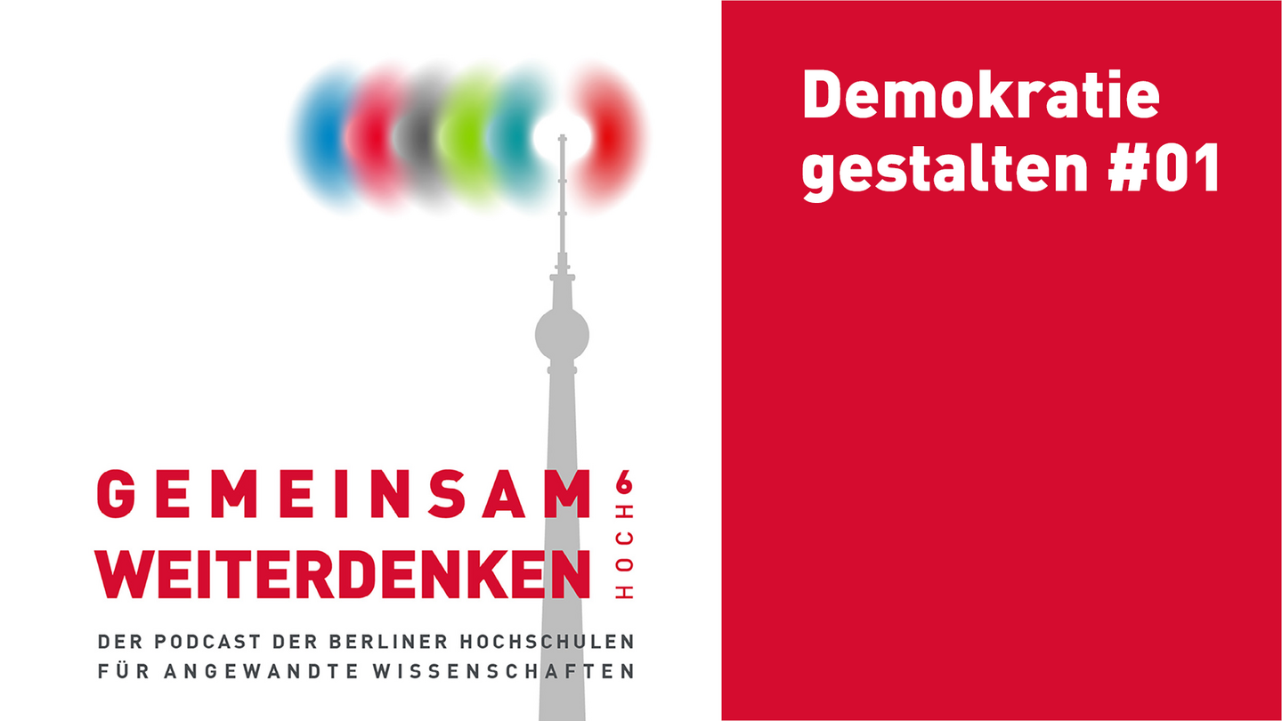 Grafik mit Text: Gemeinsam weiterdenken Demokratie gestalten