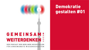 Grafik mit Text: Gemeinsam weiterdenken Demokratie gestalten