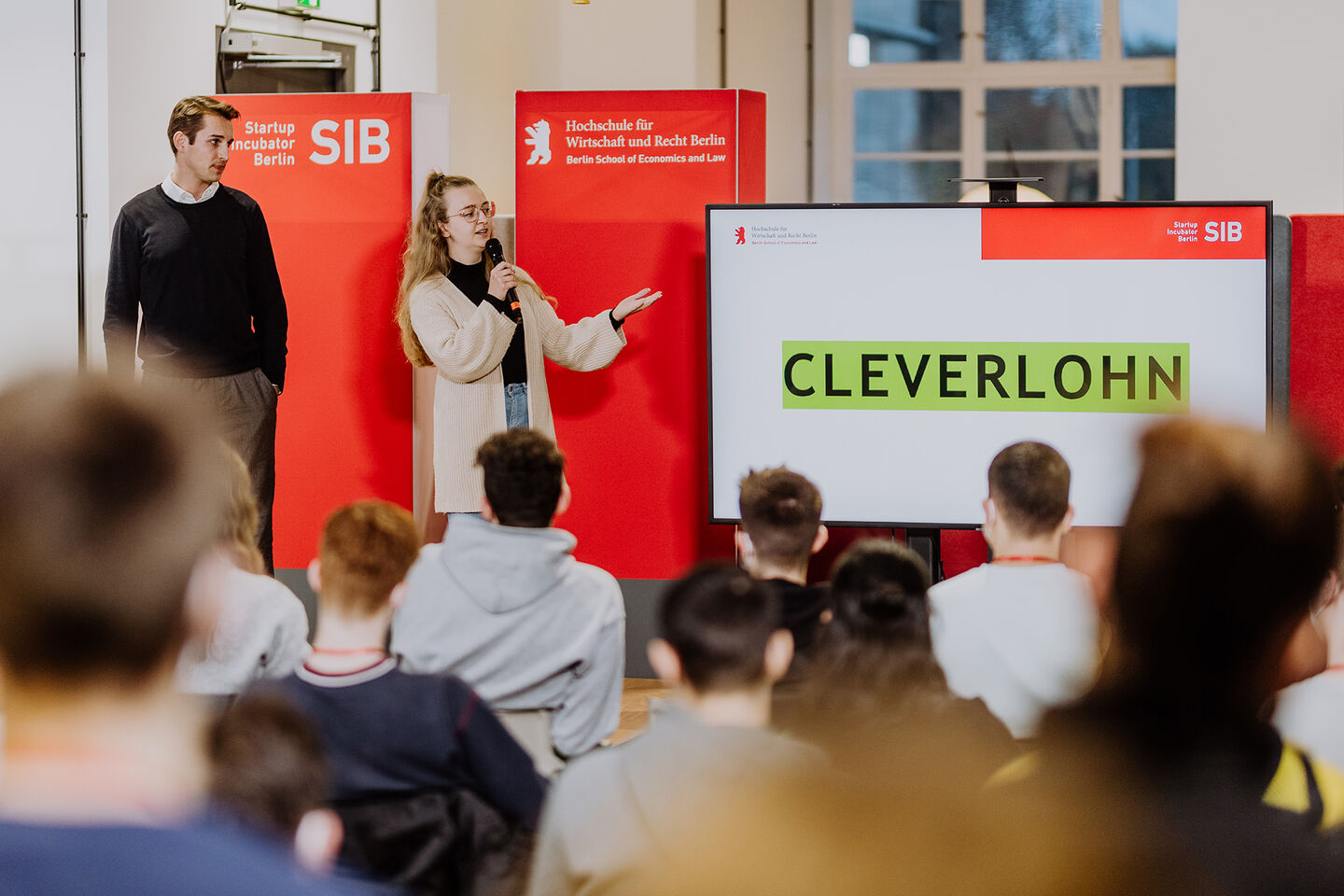 Demo Day des Startup Incubator Berlin bei der Career Week der HWR Berlin im November 2022. Foto: Lukas Schramm