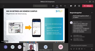 Screenshot eines Online Vortrags: Am 19. November 2020 stellte die HWR Berlin online vor, was Building Information Modeling alles leisten kann.