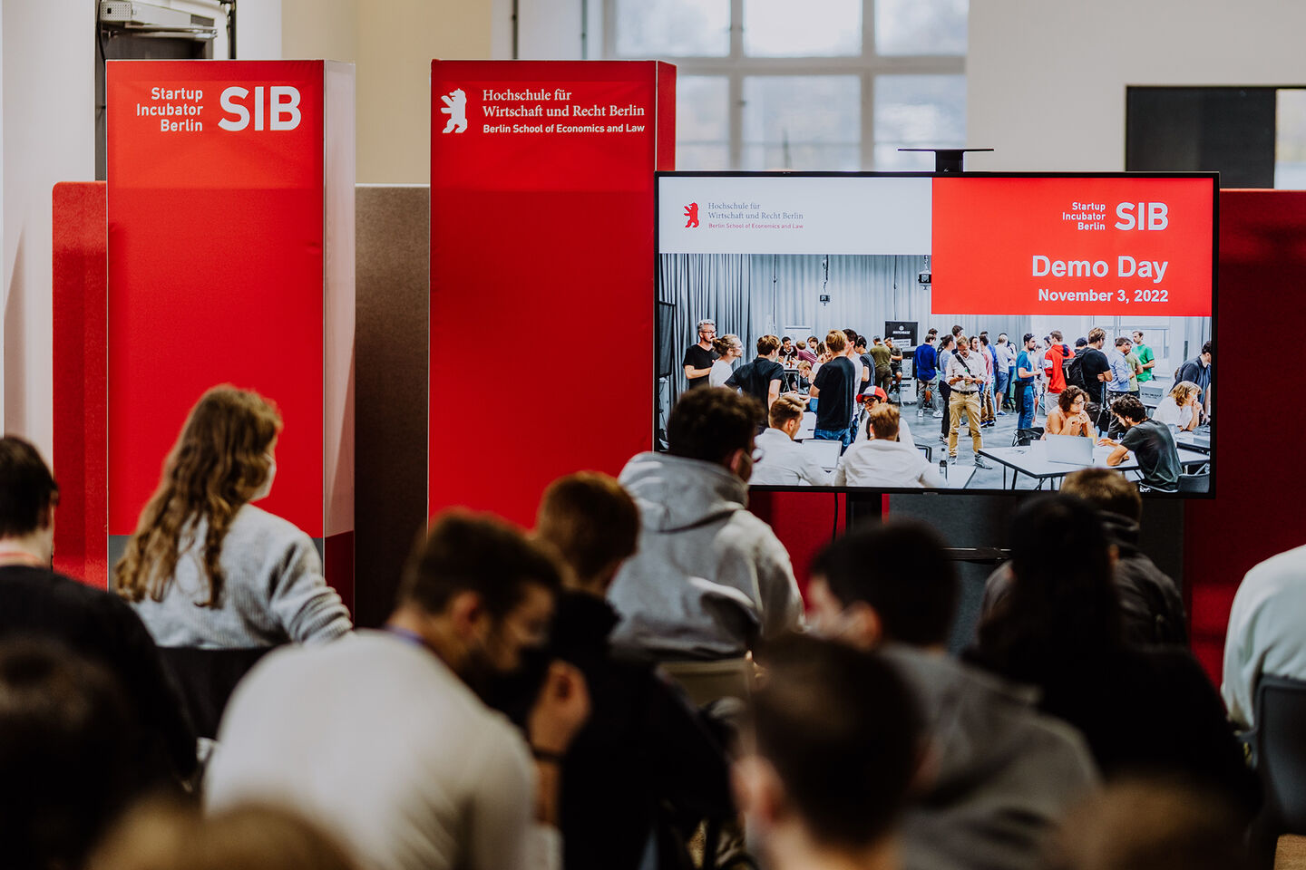 Demo Day des Startup Incubator Berlin bei der Career Week der HWR Berlin im November 2022. Foto: Lukas Schramm