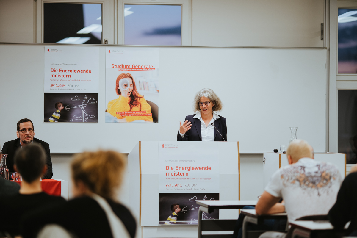 Energiewende meistern: Podiumsdiskussion bei der Semestereröffnung des Studium Generale der HWR Berlin am 29. Oktober 2019