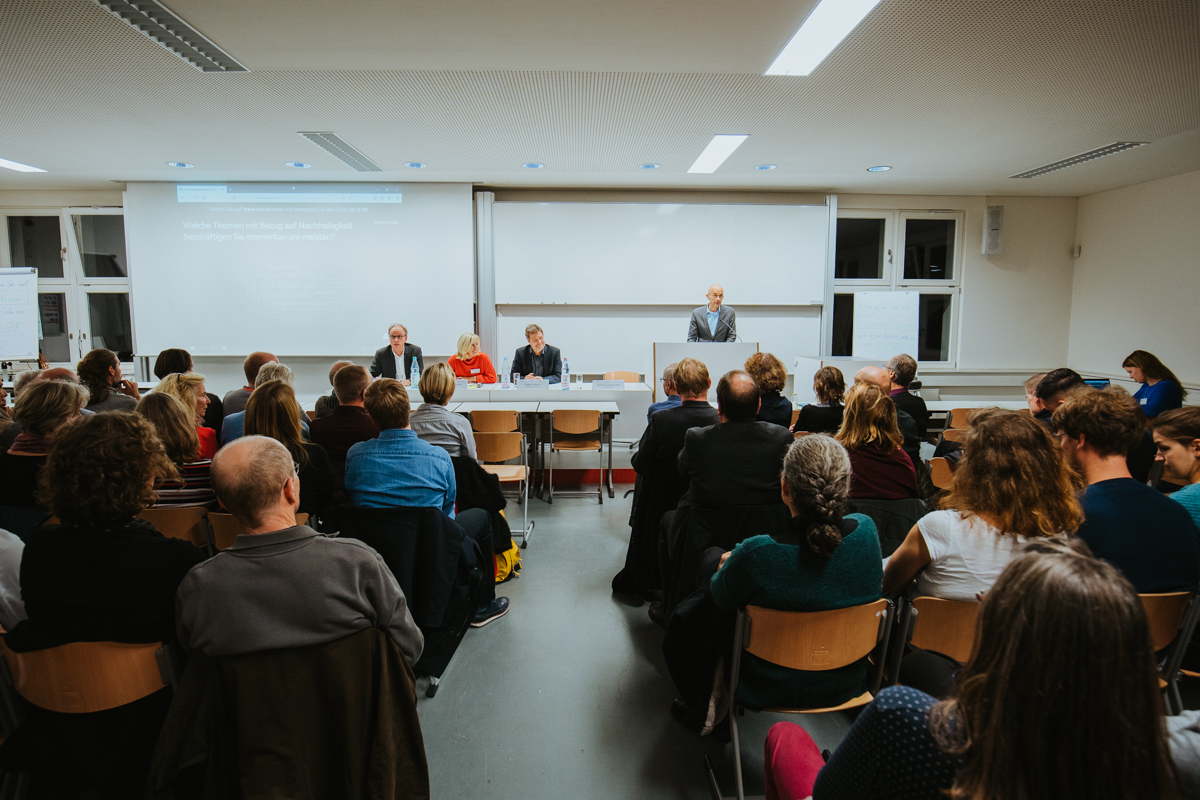 Demokratie und Nachhaltigkeit: 230 Interessierte diskutierten beim 19. Nachhaltigkeitsforum der HWR Berlin am 4. November. Gastredner war Robert Habeck, Bundesvorsitzender der Grünen.