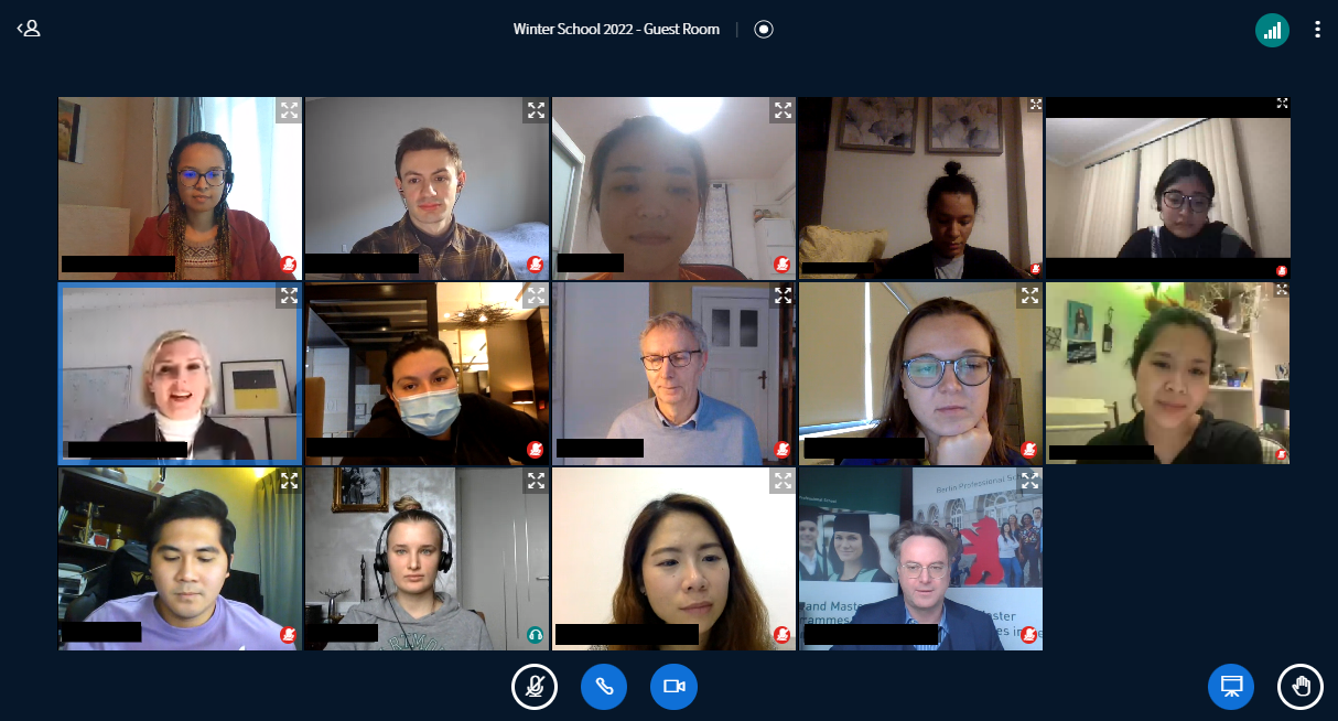 HWR Berlin Winter School 2022. Screenshot: HWR Berlin, Amanda Barron